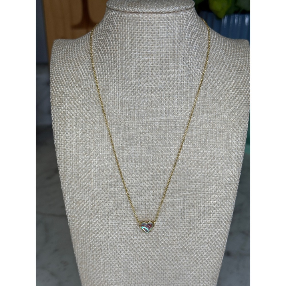 Kendra Scott Womens Heart Necklace Gold Opalite Minimalist Romantic Gift OS